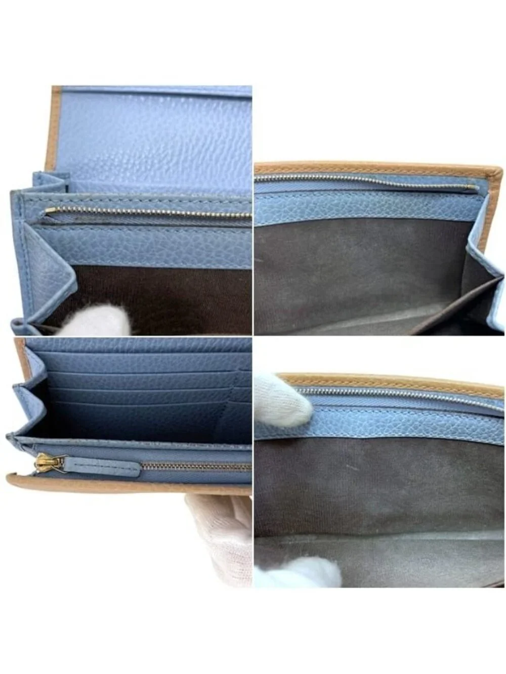 Gucci Bifold Wallet Beige Swing Leather Hook Long